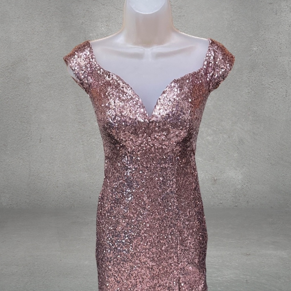 B Darlin Gold and Pink Sequin Bodycon Dress